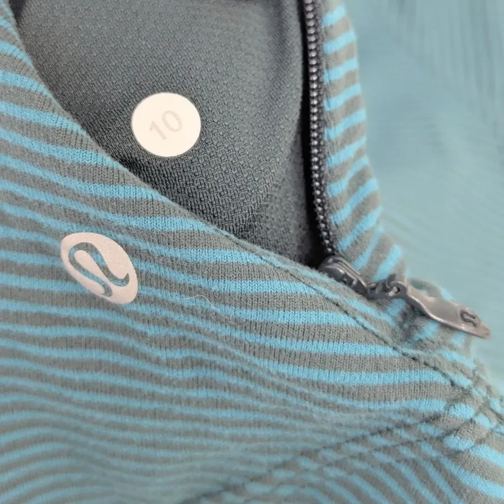 Lululemon Long Sleeve Kanto Catch Me 10 Mini Pop Stripe Dark Fuel Forge Teal